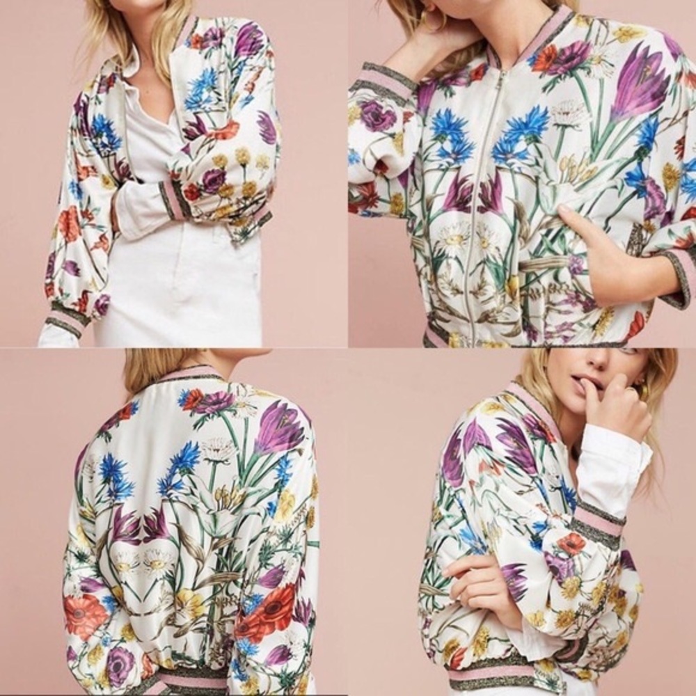 Anthropologie elevenses Rubie floral bomber jacket - Picture 2 of 12